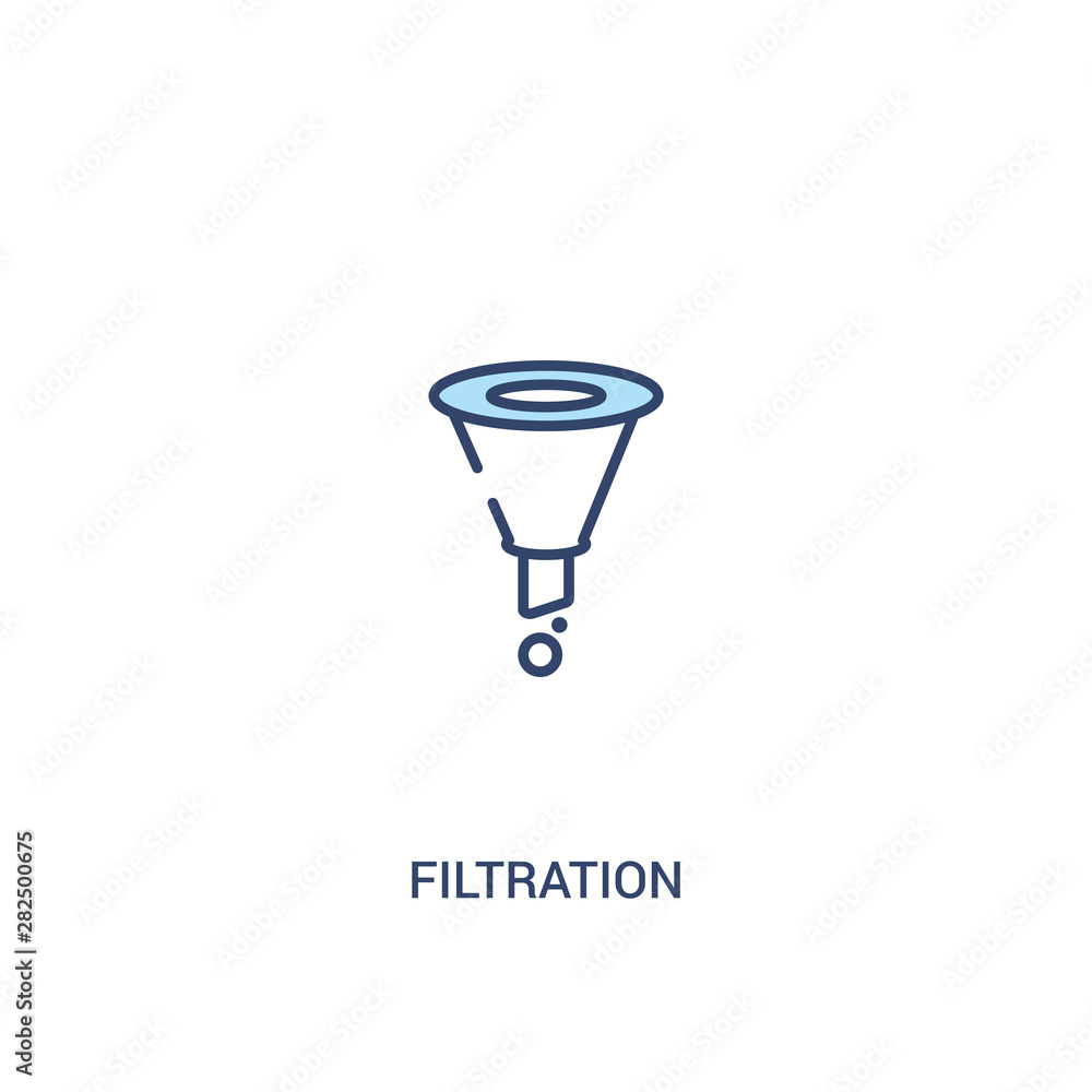 Poster filtration concept 2 colored icon. simple line element illustration. outline blue filtration symbol.