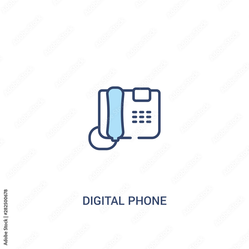 Aufkleber digital phone concept 2 colored icon. simple line element illustration. outline blue digital phone s