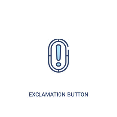 exclamation button concept 2 colored icon. simple line element illustration. outline blue exclamation button symbol. can be used for web and mobile ui/ux.