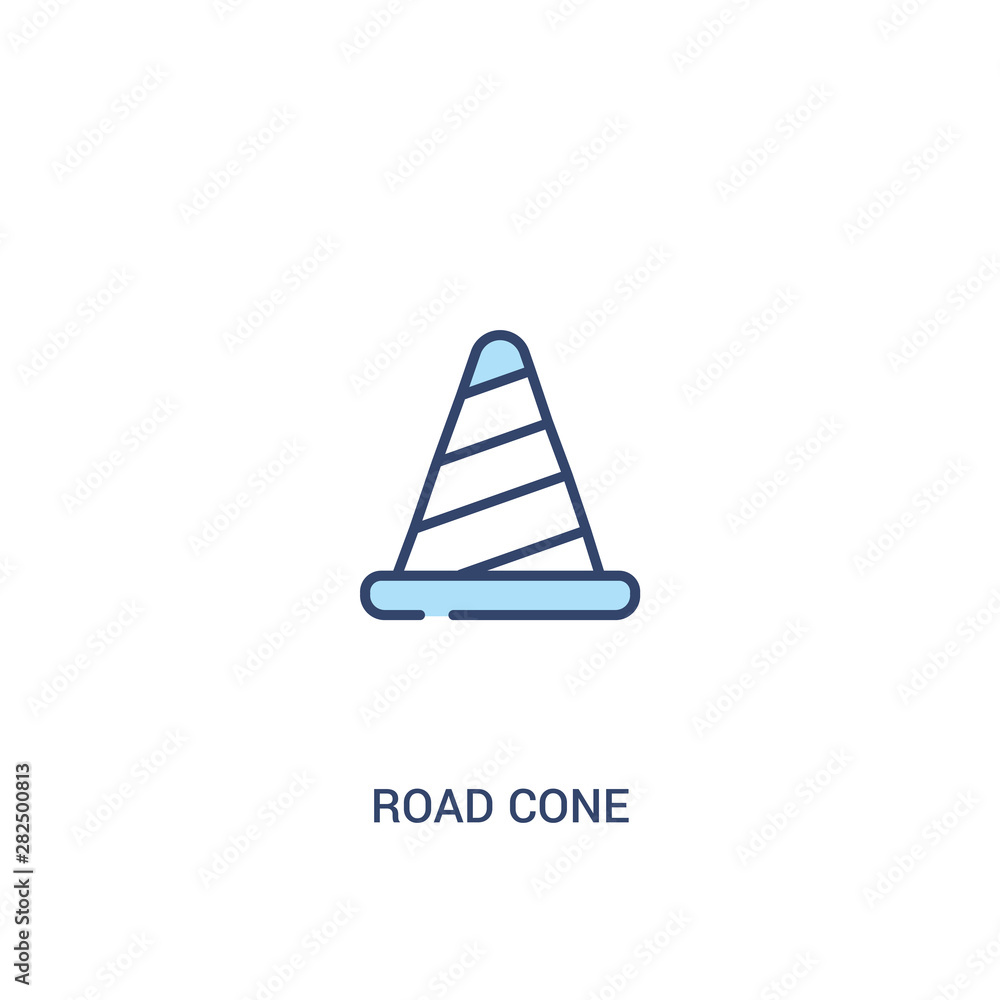 Aufkleber road cone concept 2 colored icon. simple line element illustration. outline blue road cone symbol. c