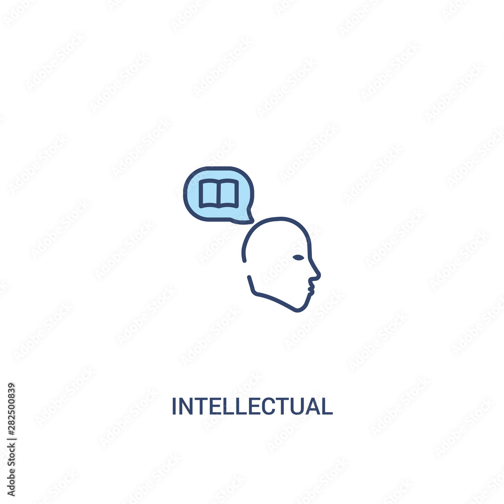 Poster intellectual concept 2 colored icon. simple line element illustration. outline blue intellectual sym