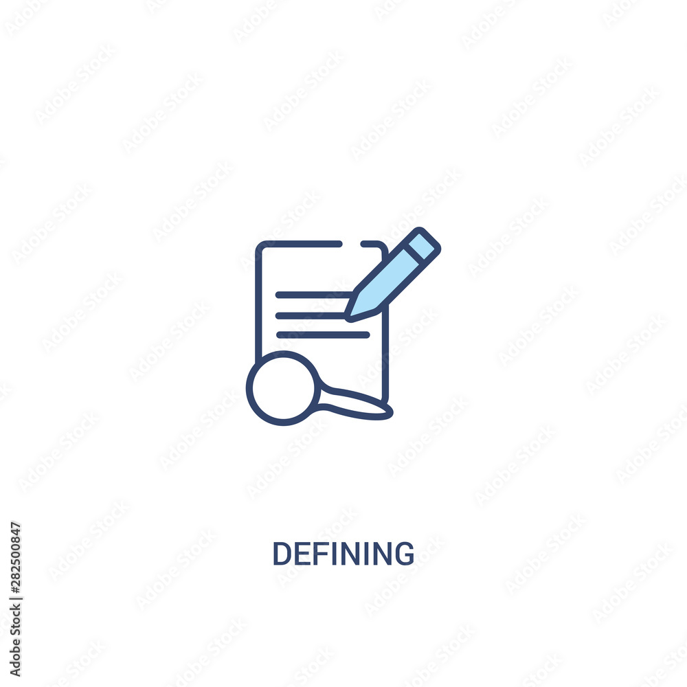 Poster defining concept 2 colored icon. simple line element illustration. outline blue defining symbol. can