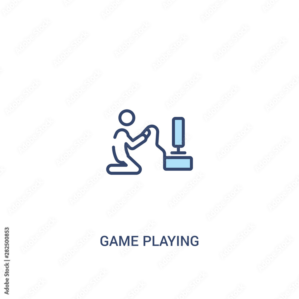Poster game playing concept 2 colored icon. simple line element illustration. outline blue game playing sym