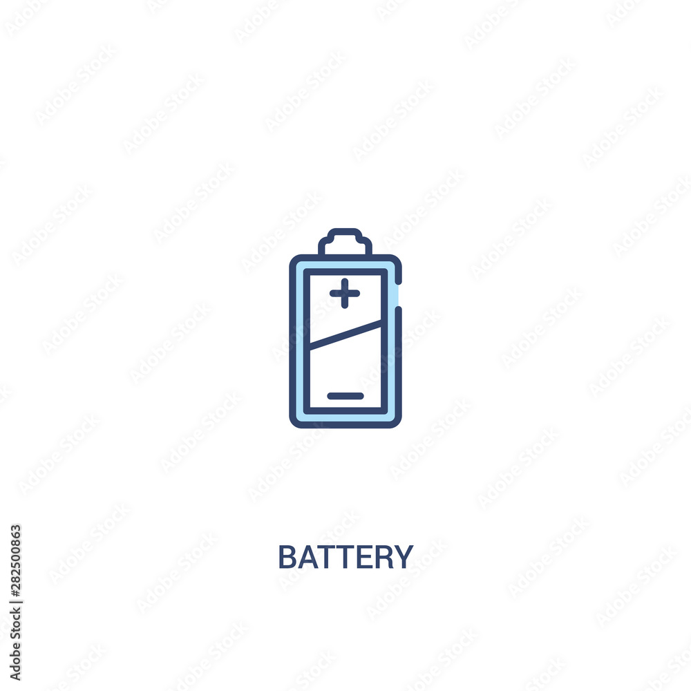 Poster battery concept 2 colored icon. simple line element illustration. outline blue battery symbol. can b
