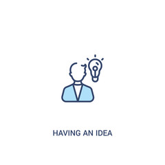 having an idea concept 2 colored icon. simple line element illustration. outline blue having an idea symbol. can be used for web and mobile ui/ux.