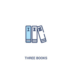three books concept 2 colored icon. simple line element illustration. outline blue three books symbol. can be used for web and mobile ui/ux.