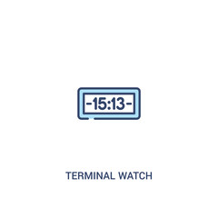 terminal watch concept 2 colored icon. simple line element illustration. outline blue terminal watch symbol. can be used for web and mobile ui/ux.