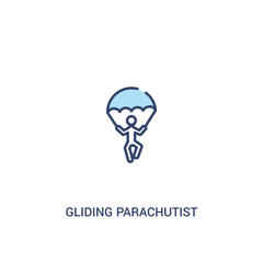 gliding parachutist concept 2 colored icon. simple line element illustration. outline blue gliding parachutist symbol. can be used for web and mobile ui/ux.
