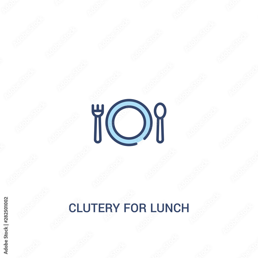 Poster clutery for lunch concept 2 colored icon. simple line element illustration. outline blue clutery for