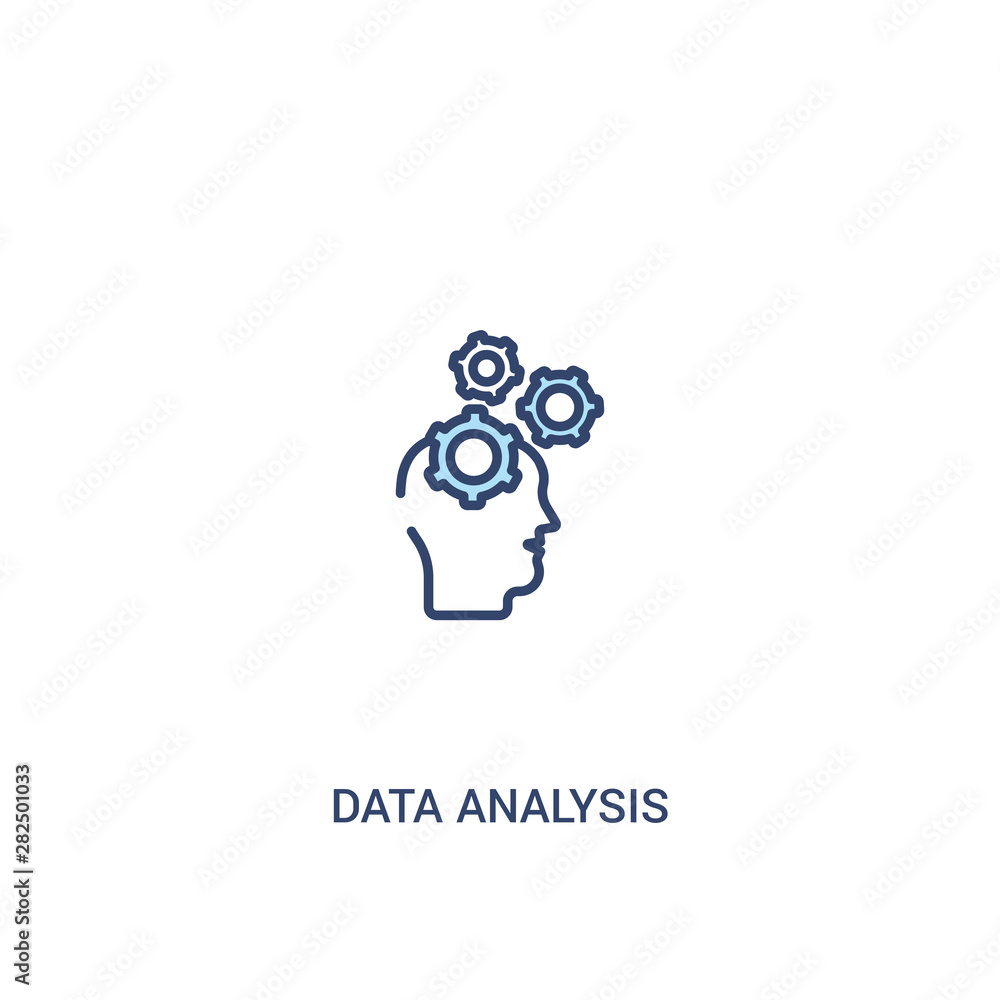 Aufkleber data analysis concept 2 colored icon. simple line element illustration. outline blue data analysis s
