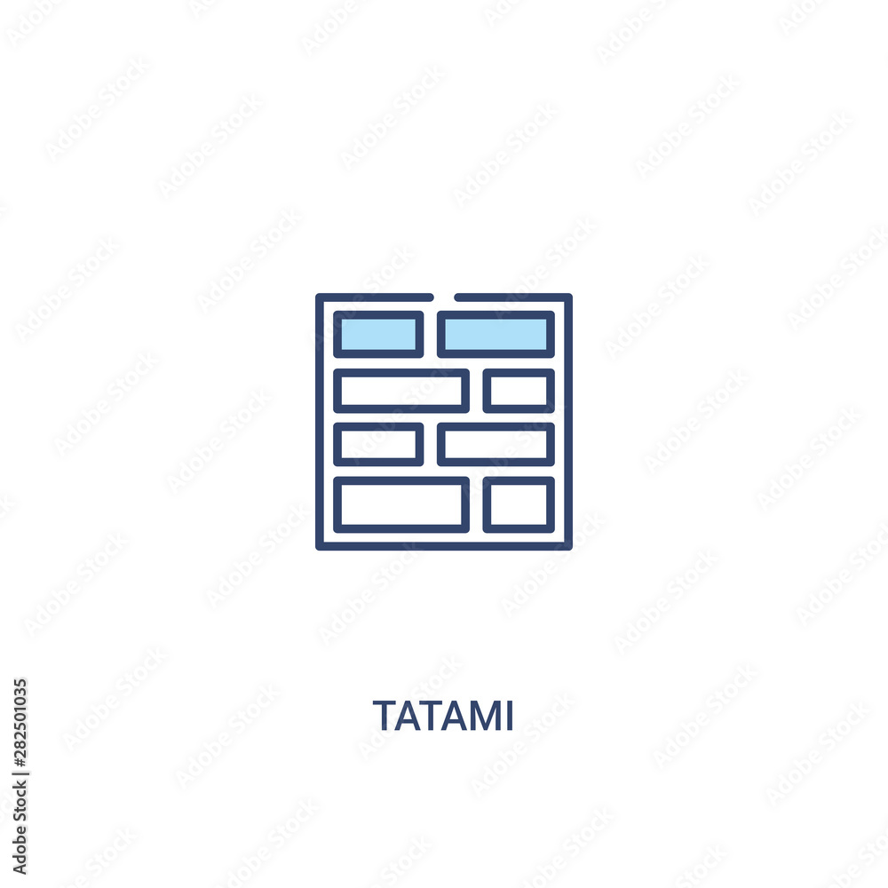 Poster tatami concept 2 colored icon. simple line element illustration. outline blue tatami symbol. can be 