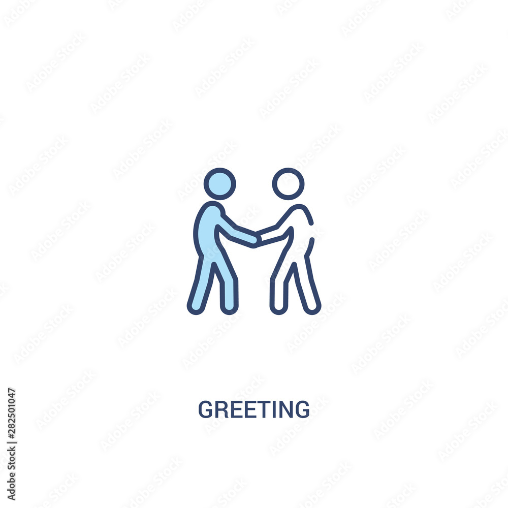 Poster greeting concept 2 colored icon. simple line element illustration. outline blue greeting symbol. can
