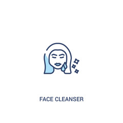 face cleanser concept 2 colored icon. simple line element illustration. outline blue face cleanser symbol. can be used for web and mobile ui/ux.