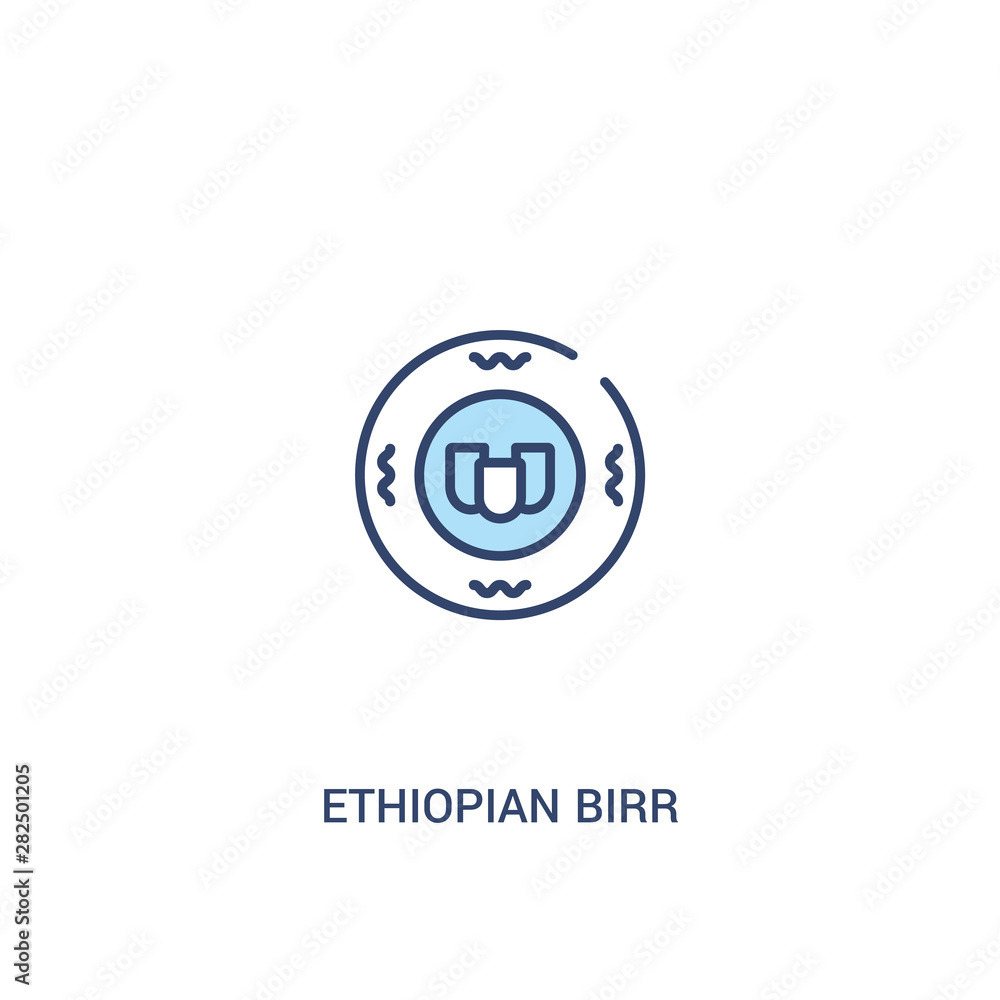 Poster ethiopian birr concept 2 colored icon. simple line element illustration. outline blue ethiopian birr