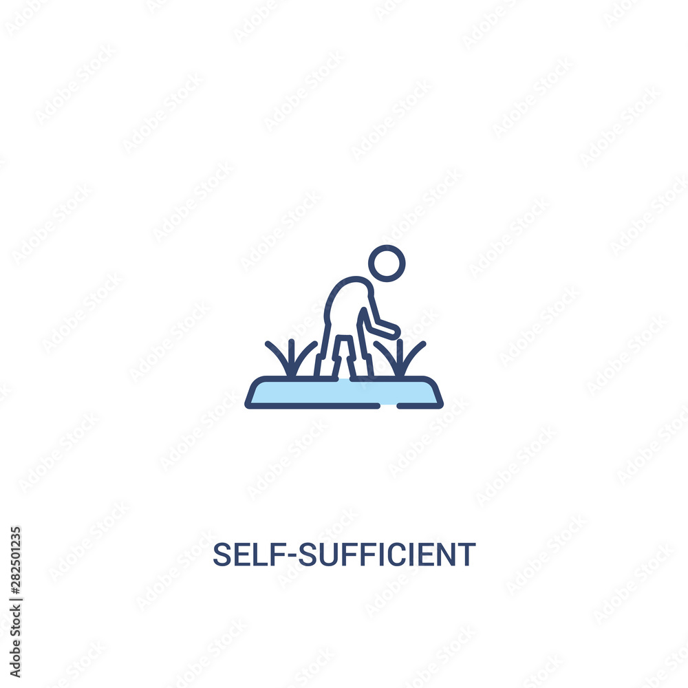 Poster self-sufficient concept 2 colored icon. simple line element illustration. outline blue self-sufficie