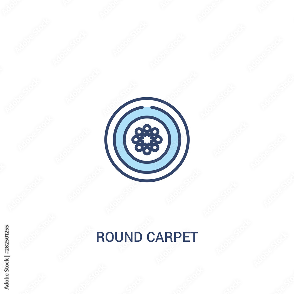 Poster round carpet concept 2 colored icon. simple line element illustration. outline blue round carpet sym