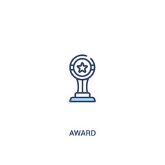 award concept 2 colored icon. simple line element illustration. outline blue award symbol. can be used for web and mobile ui/ux.