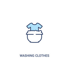 washing clothes concept 2 colored icon. simple line element illustration. outline blue washing clothes symbol. can be used for web and mobile ui/ux.