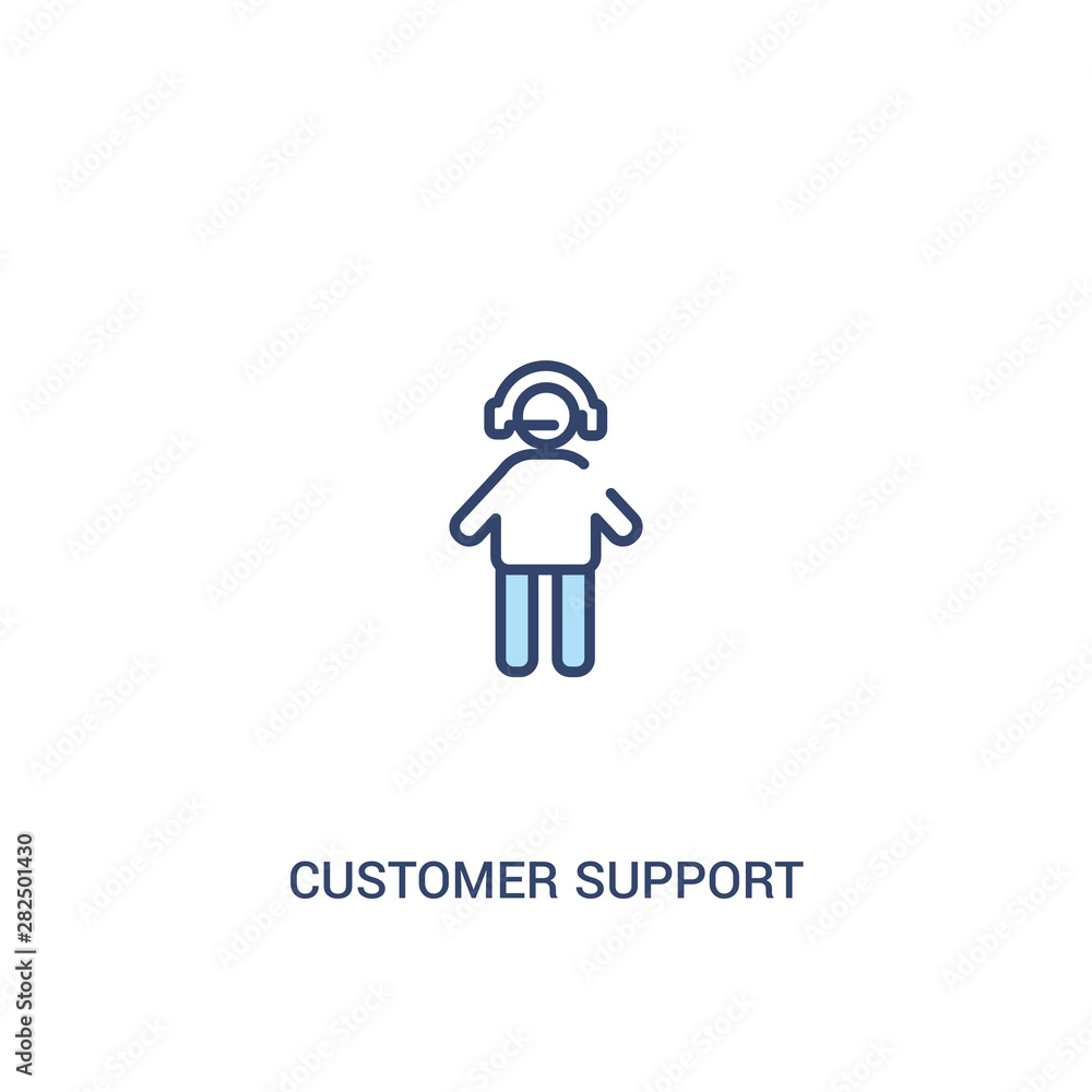 Poster customer support concept 2 colored icon. simple line element illustration. outline blue customer sup
