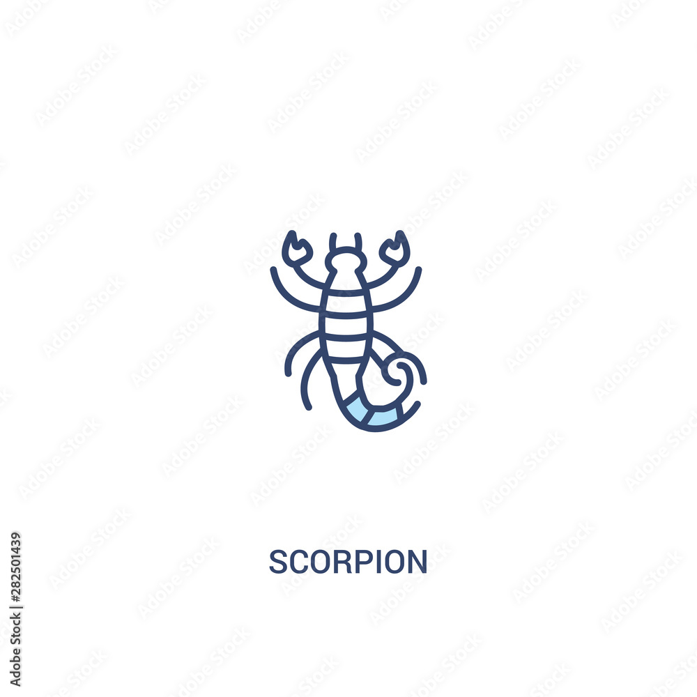 Aufkleber scorpion concept 2 colored icon. simple line element illustration. outline blue scorpion symbol. can