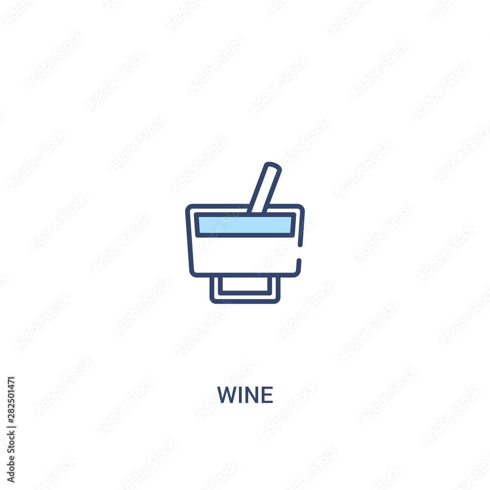 Poster wine concept 2 colored icon. simple line element illustration. outline blue wine symbol. can be used
