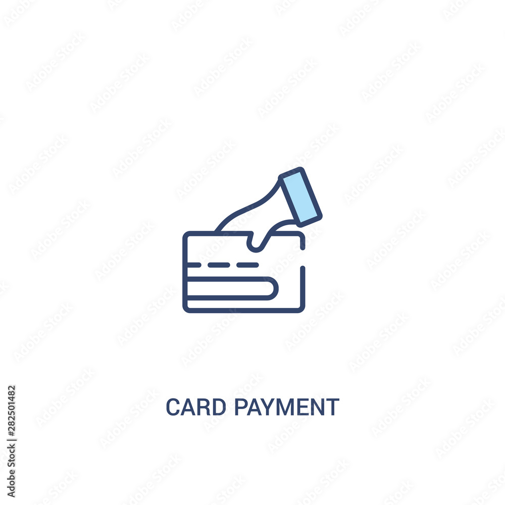 Poster card payment concept 2 colored icon. simple line element illustration. outline blue card payment sym