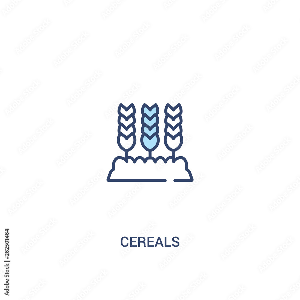 Poster cereals concept 2 colored icon. simple line element illustration. outline blue cereals symbol. can b