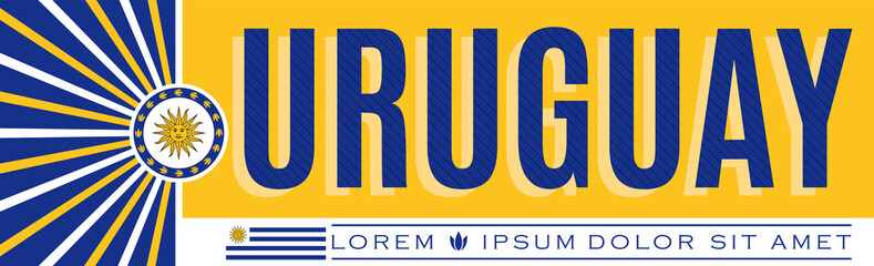 Uruguay  Banner design, typographic vector illustration, Uruguayan Flag colors