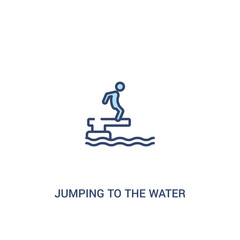 jumping to the water concept 2 colored icon. simple line element illustration. outline blue jumping to the water symbol. can be used for web and mobile ui/ux.