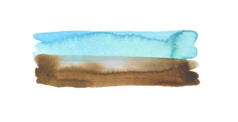 Abstract watercolor and acrylic line brush stroke blot painting. Green Color design element. Texture paper. Isolated on white background.