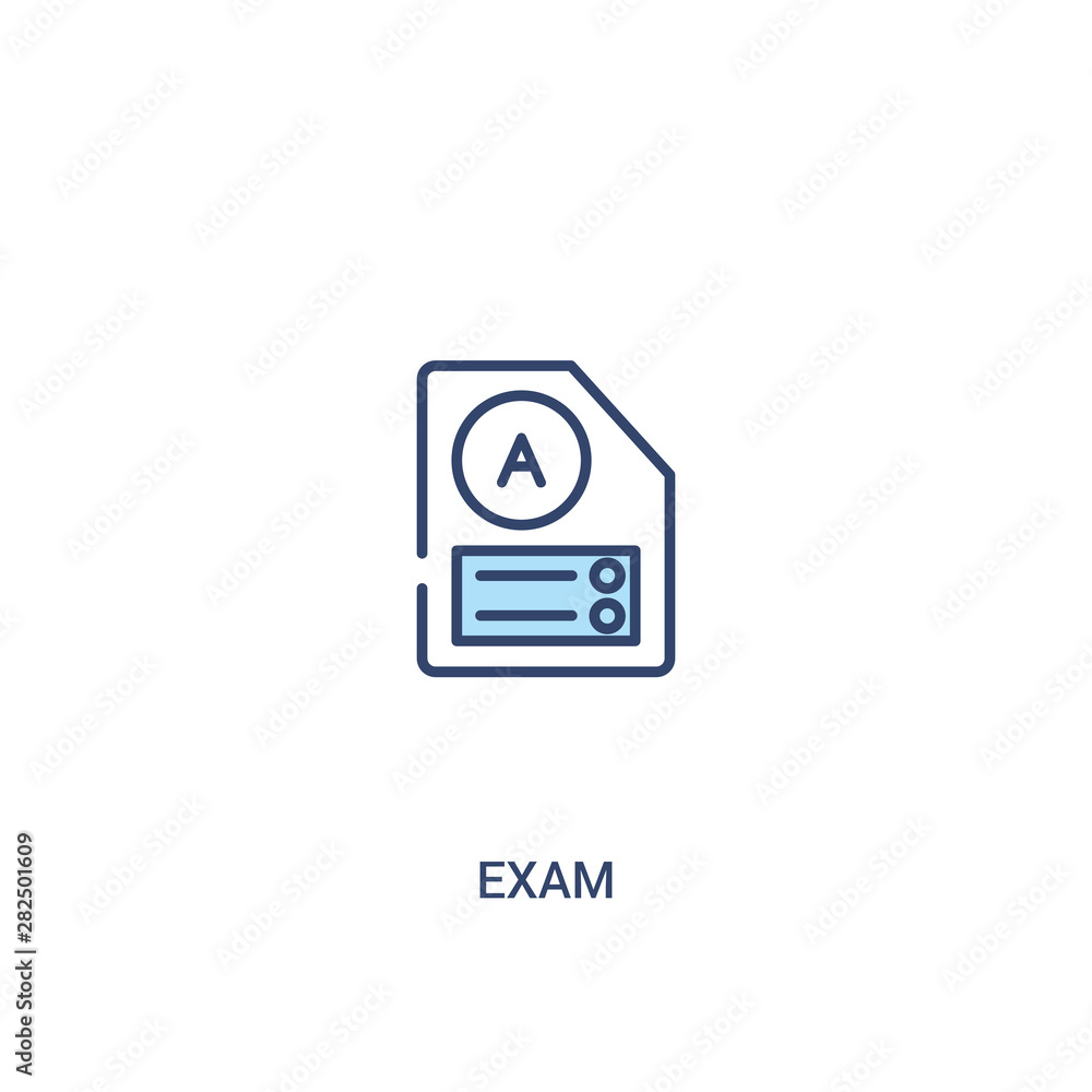 Poster exam concept 2 colored icon. simple line element illustration. outline blue exam symbol. can be used