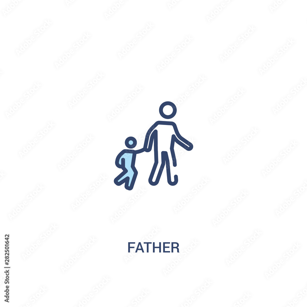 Poster father concept 2 colored icon. simple line element illustration. outline blue father symbol. can be 