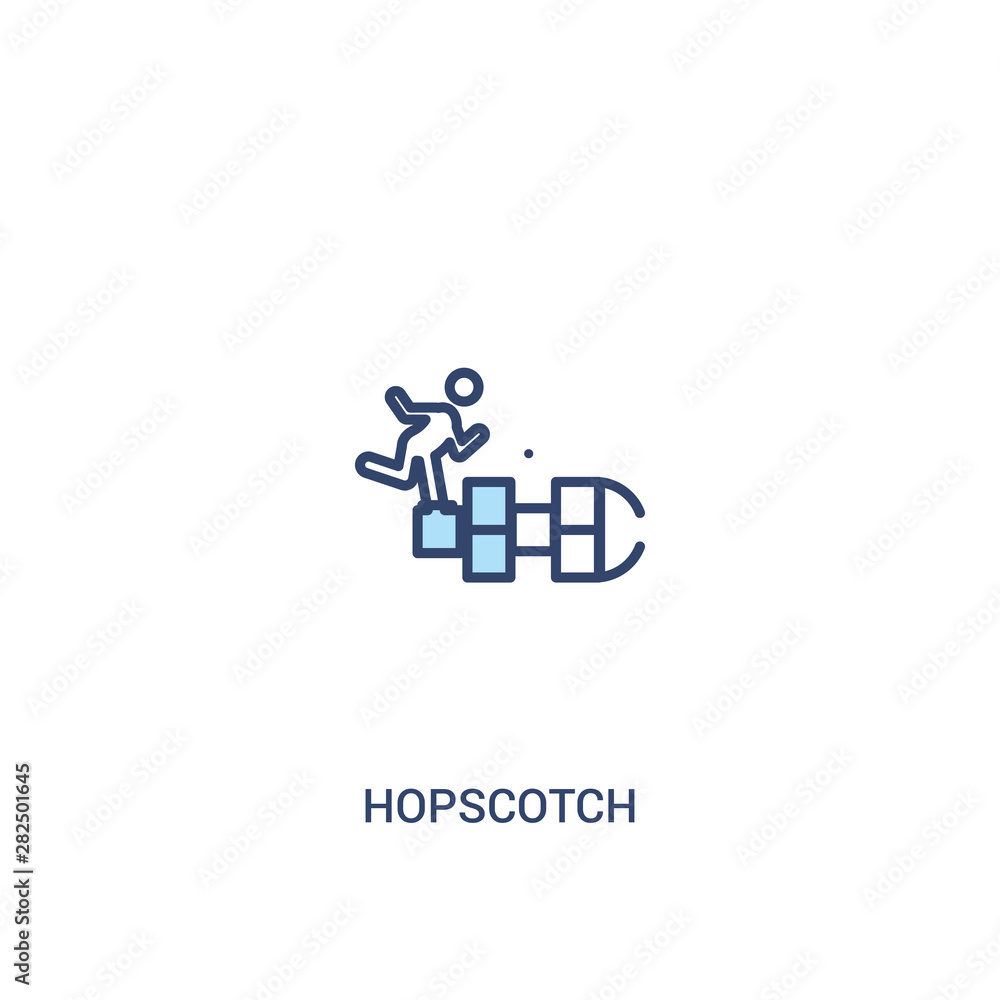 Poster hopscotch concept 2 colored icon. simple line element illustration. outline blue hopscotch symbol. c