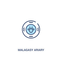 malagasy ariary concept 2 colored icon. simple line element illustration. outline blue malagasy ariary symbol. can be used for web and mobile ui/ux.