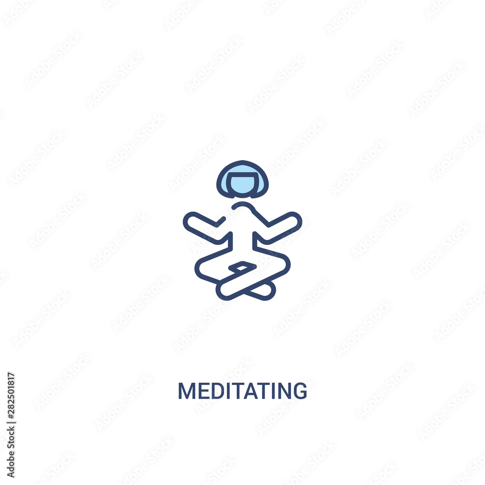 Aufkleber meditating concept 2 colored icon. simple line element illustration. outline blue meditating symbol.