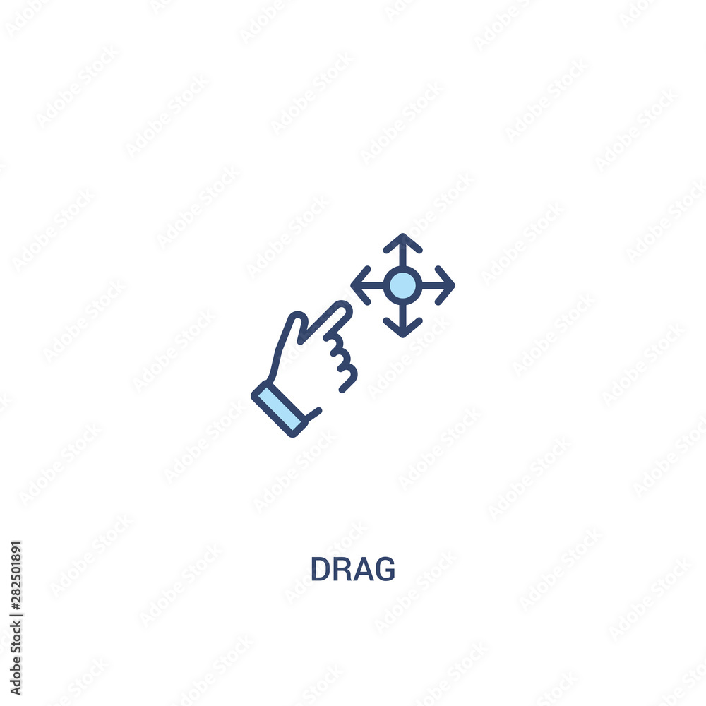 Poster drag concept 2 colored icon. simple line element illustration. outline blue drag symbol. can be used