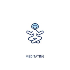 Obraz premium meditating concept 2 colored icon. simple line element illustration. outline blue meditating symbol. can be used for web and mobile ui/ux.