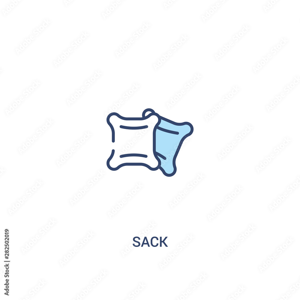 Poster sack concept 2 colored icon. simple line element illustration. outline blue sack symbol. can be used
