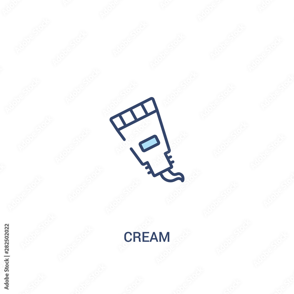 Poster cream concept 2 colored icon. simple line element illustration. outline blue cream symbol. can be us
