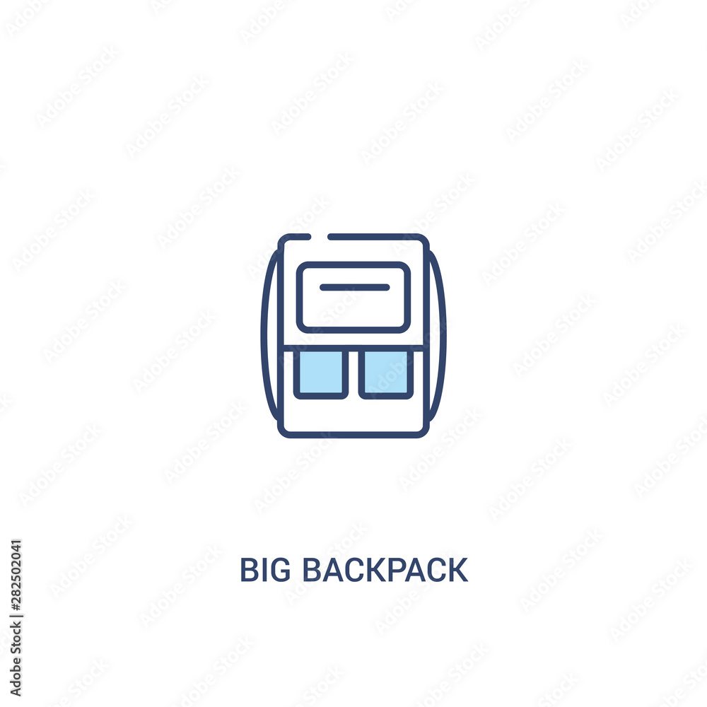 Poster big backpack concept 2 colored icon. simple line element illustration. outline blue big backpack sym