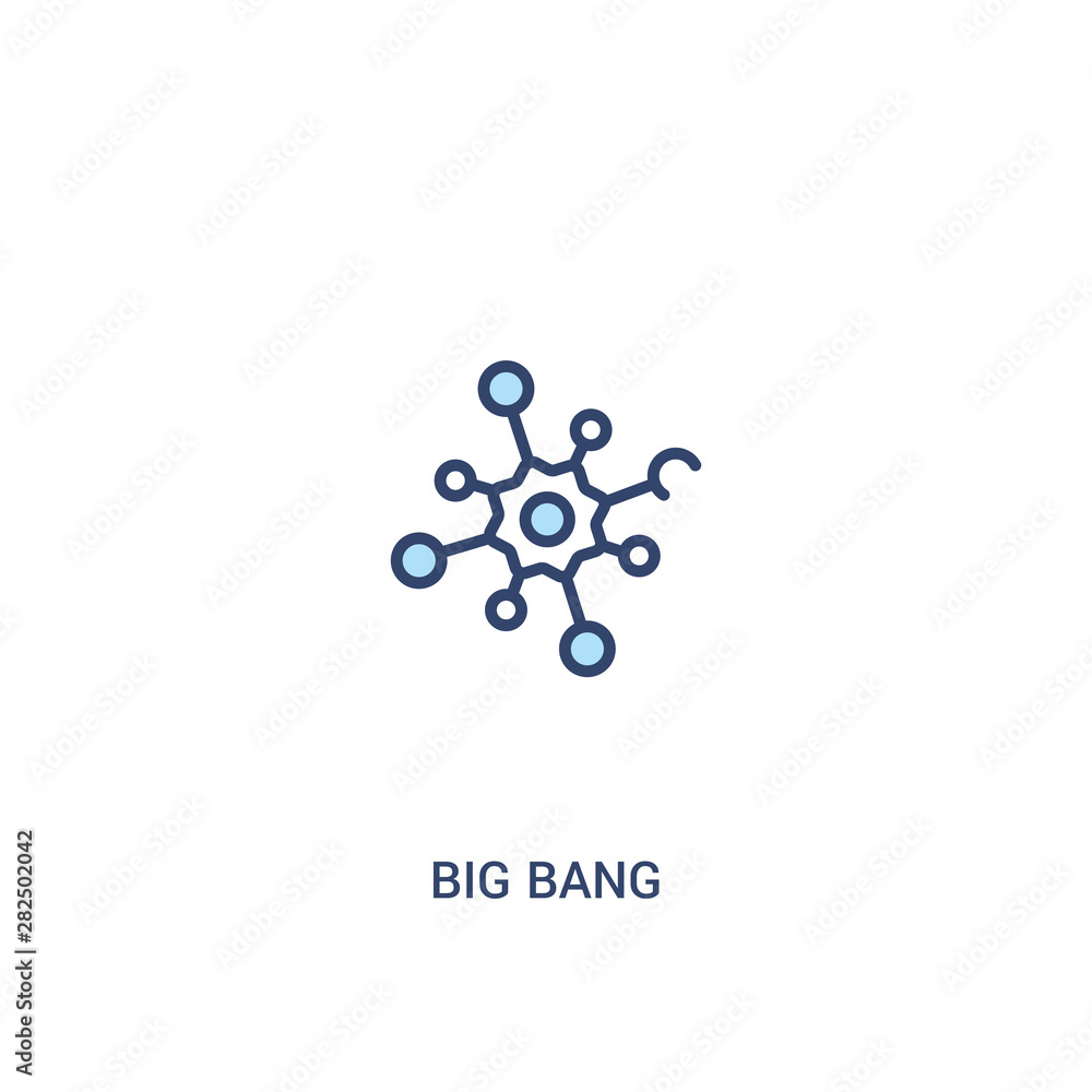 Poster big bang concept 2 colored icon. simple line element illustration. outline blue big bang symbol. can