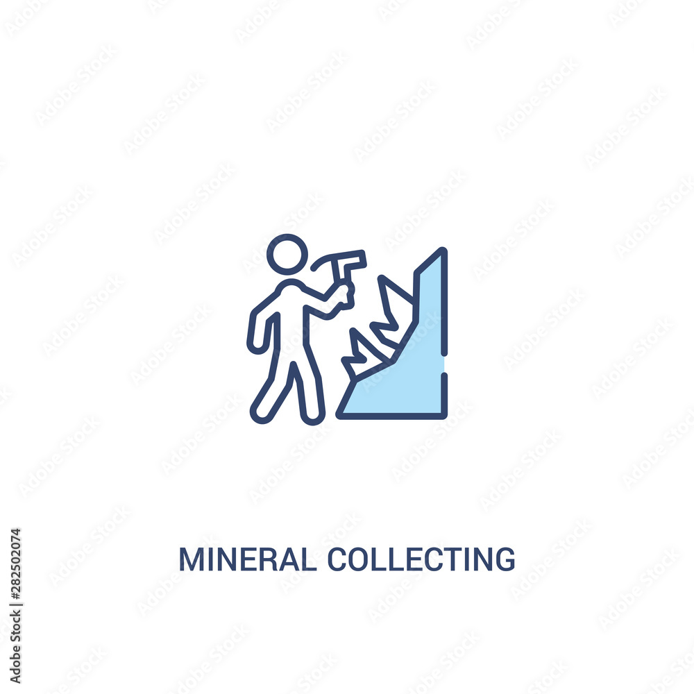 Poster mineral collecting concept 2 colored icon. simple line element illustration. outline blue mineral co