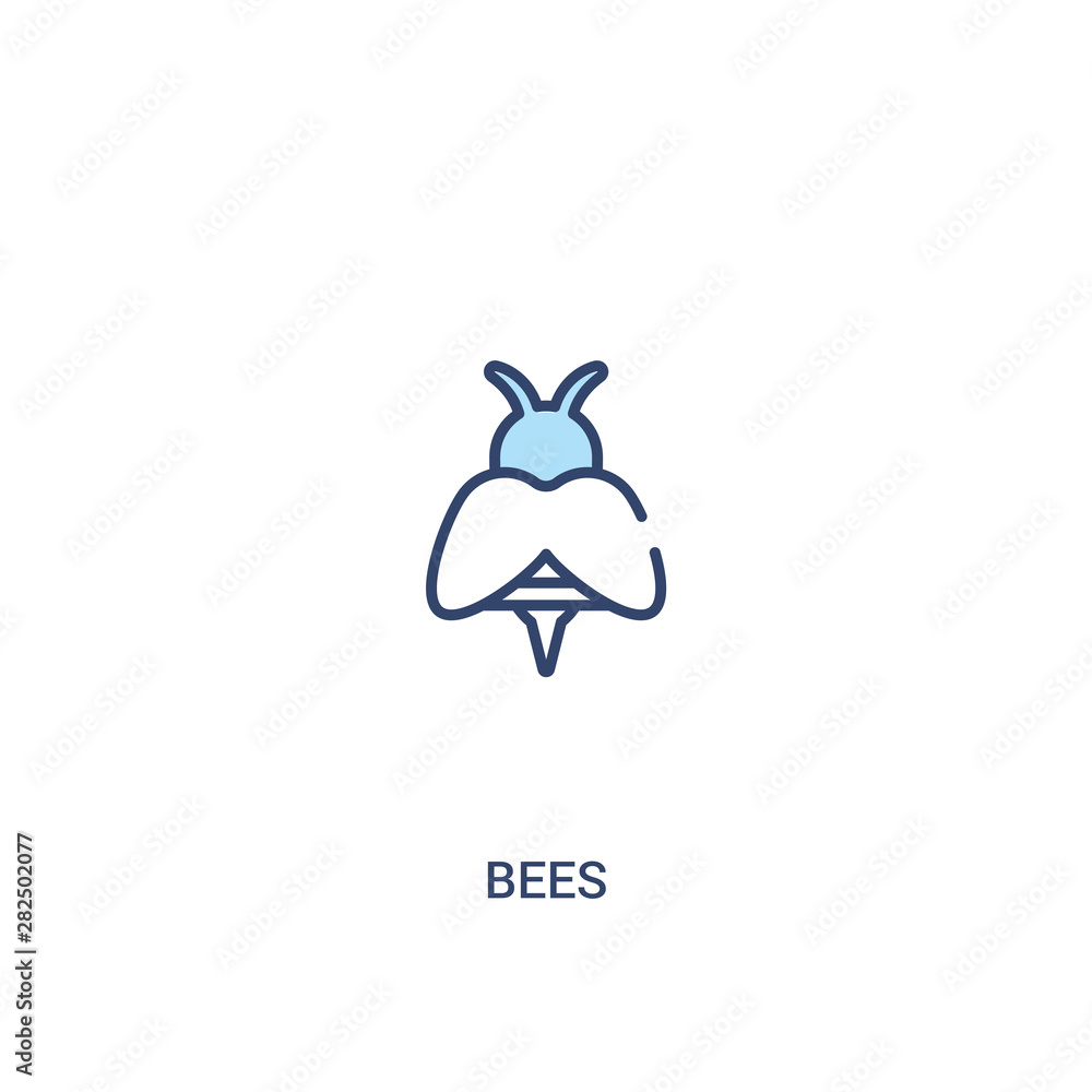 Poster bees concept 2 colored icon. simple line element illustration. outline blue bees symbol. can be used