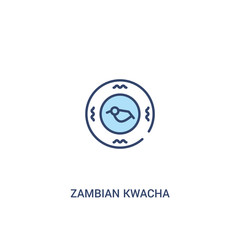 zambian kwacha concept 2 colored icon. simple line element illustration. outline blue zambian kwacha symbol. can be used for web and mobile ui/ux.