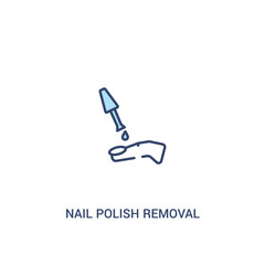 nail polish removal concept 2 colored icon. simple line element illustration. outline blue nail polish removal symbol. can be used for web and mobile ui/ux.