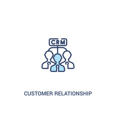 customer relationship management concept 2 colored icon. simple line element illustration. outline blue customer relationship management symbol. can be used for web and mobile ui/ux.