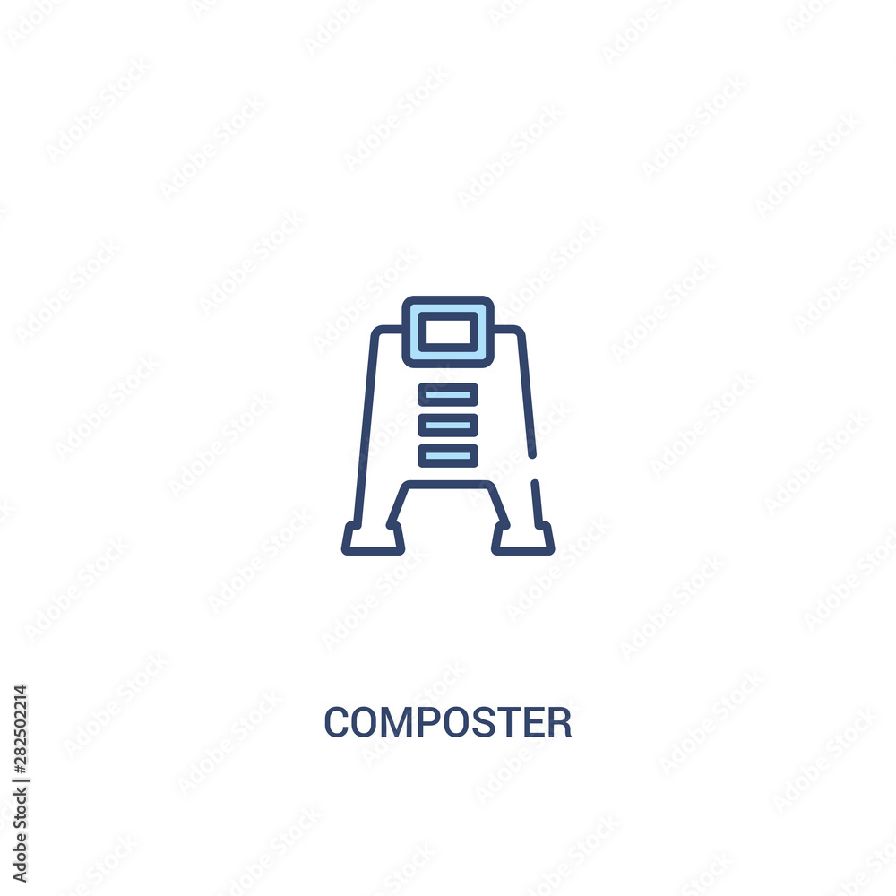Poster composter concept 2 colored icon. simple line element illustration. outline blue composter symbol. c