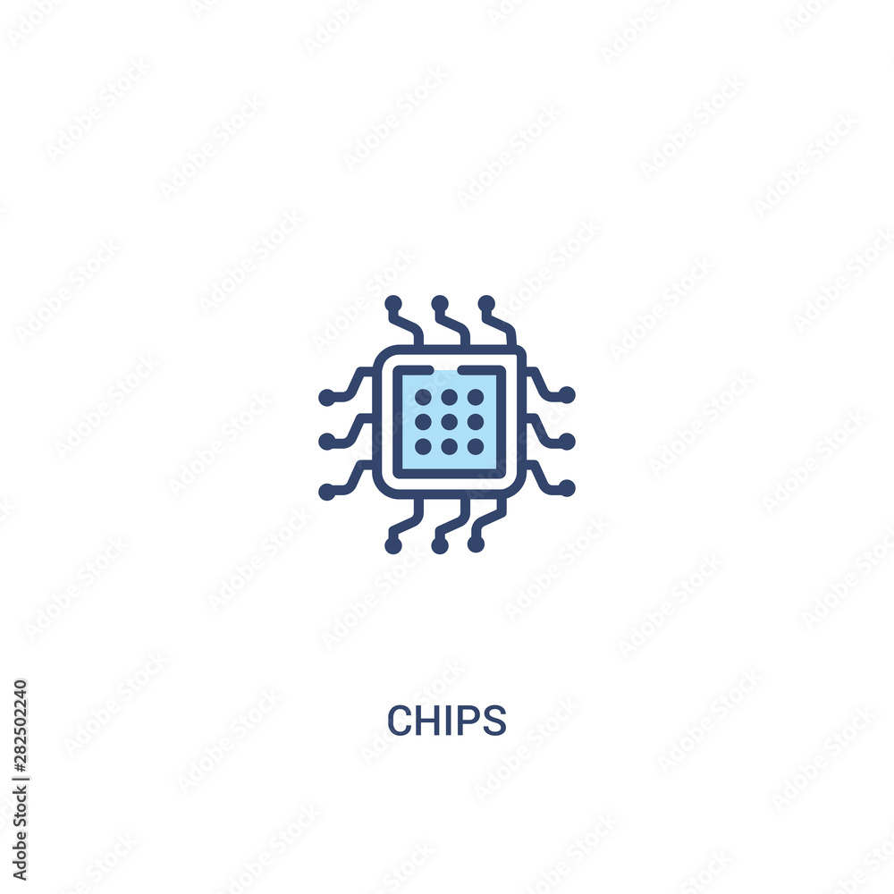 Poster chips concept 2 colored icon. simple line element illustration. outline blue chips symbol. can be us