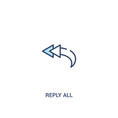 reply all concept 2 colored icon. simple line element illustration. outline blue reply all symbol. can be used for web and mobile ui/ux.