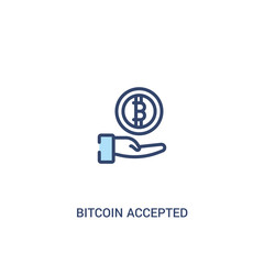 Obraz premium bitcoin accepted concept 2 colored icon. simple line element illustration. outline blue bitcoin accepted symbol. can be used for web and mobile ui/ux.